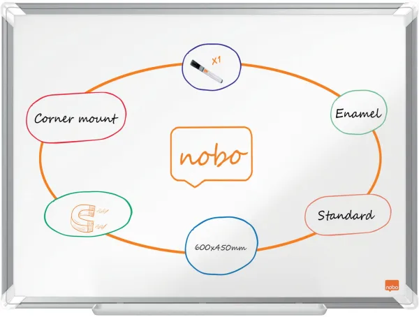 Nobo Premium Plus emaliuota magnetinė lenta 60x45cm balta
