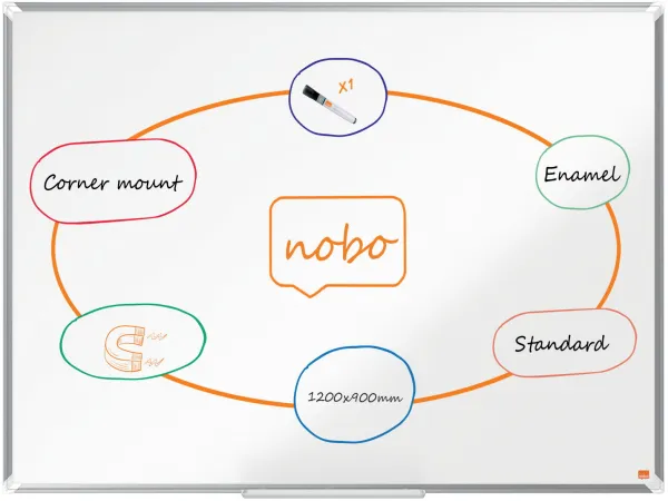 Nobo Premium Plus emaliuota magnetinė lenta 120x90cm balta